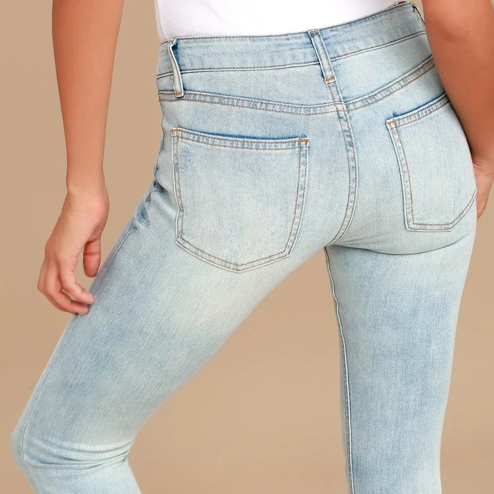 EVIDNT Hermosa Light Wash Frayed Skinny Jeans Size 24